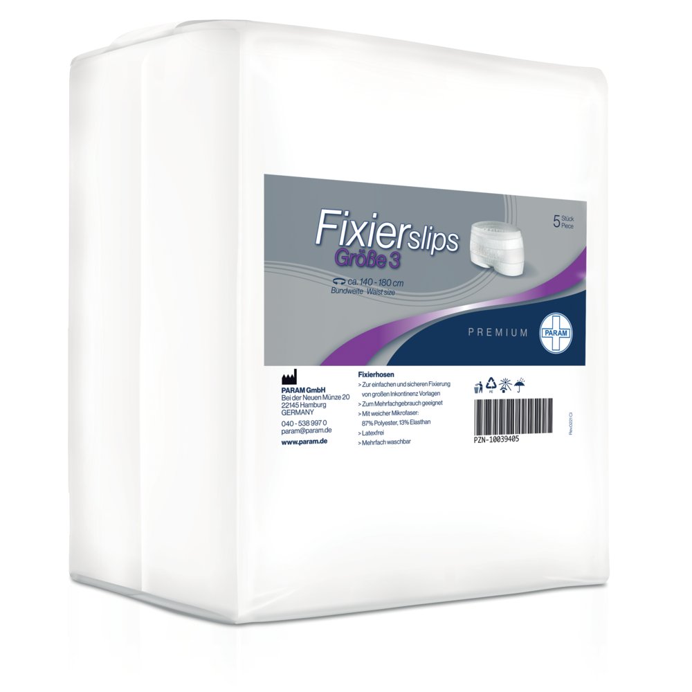 PARAM PREMIUM Fixierslips, Größe 3, Bundweite: 140 - 180 cm, 5 Stück