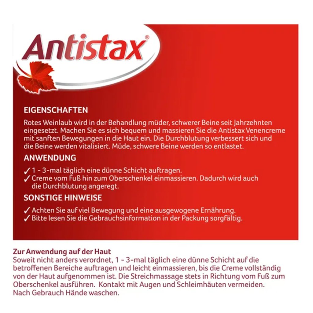 Antistax® Venencreme, bei müden, schweren Beinen, Venenschwäche & Krampfadern