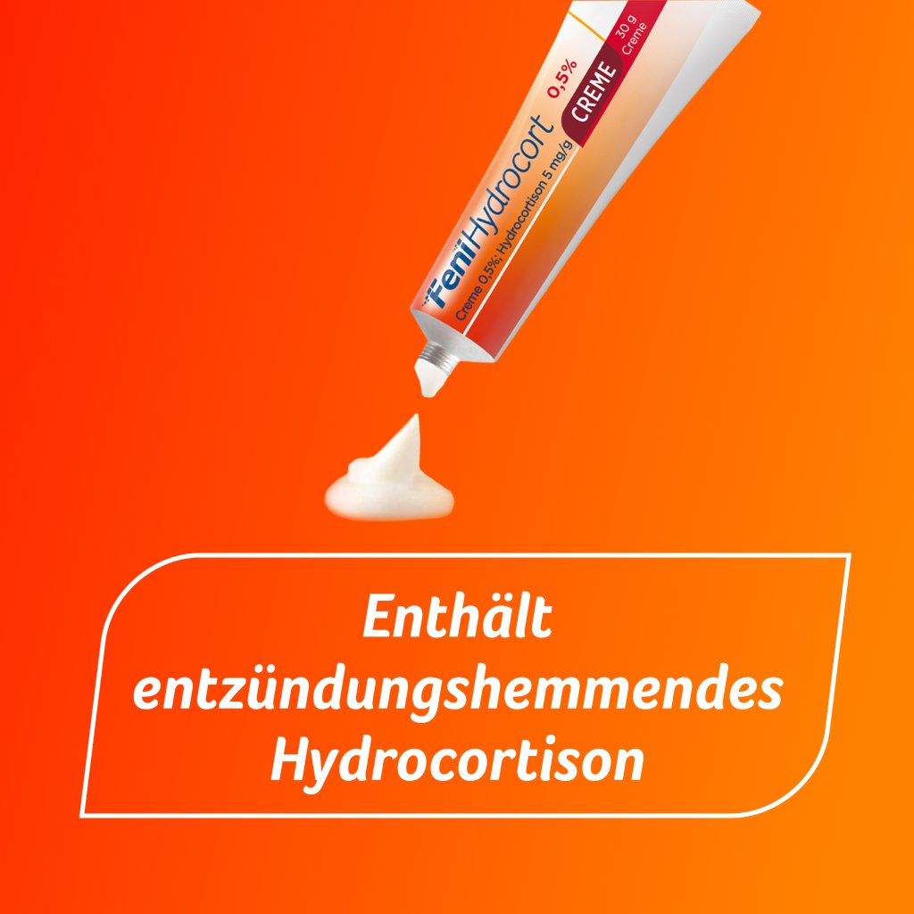 FeniHydrocort Creme 0,5 %, Hydrocortison 5 mg/g, wirksam bei Hautentzündungen, 15 g