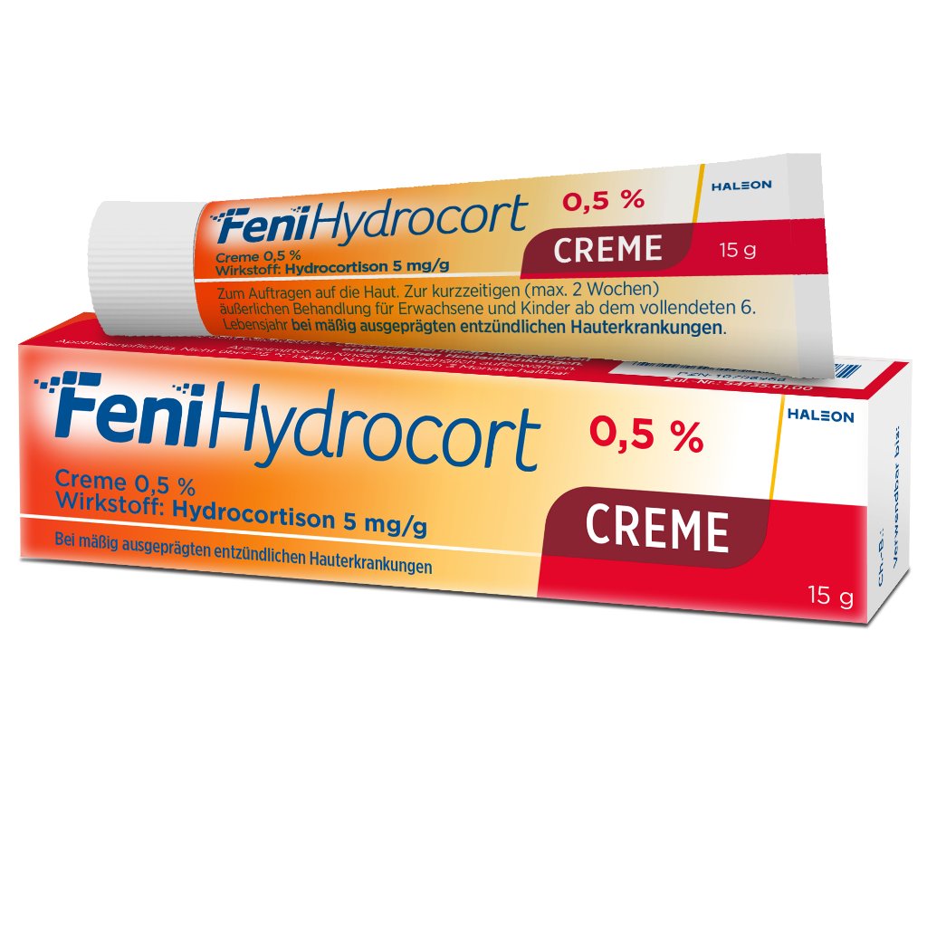 FeniHydrocort Creme 0,5 %, Hydrocortison 5 mg/g, wirksam bei Hautentzündungen, 15 g
