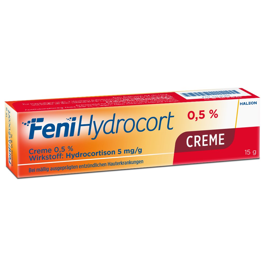 FeniHydrocort Creme 0,5 %, Hydrocortison 5 mg/g, wirksam bei Hautentzündungen, 15 g