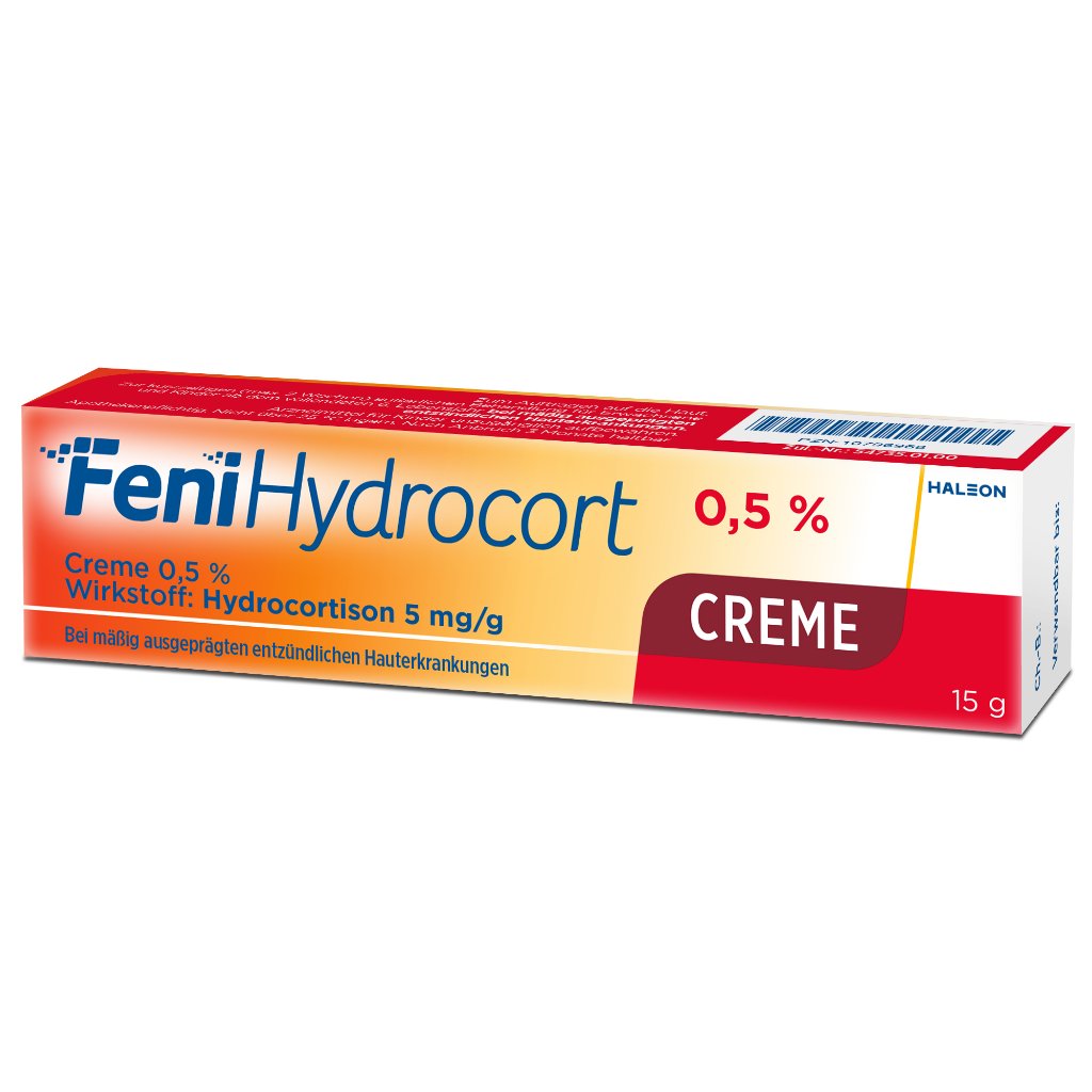 FeniHydrocort Creme 0,5 %, Hydrocortison 5 mg/g, wirksam bei Hautentzündungen, 15 g
