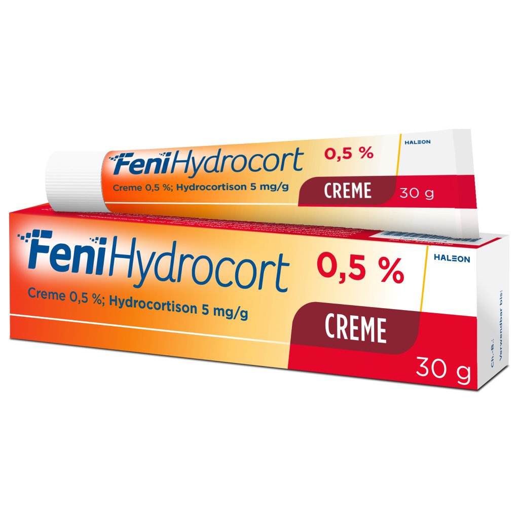 FeniHydrocort Creme 0,5 %, Hydrocortison 5 mg/g, wirksam bei Hautentzündungen, 30 g