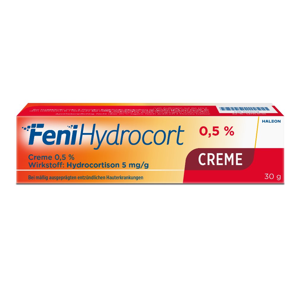 FeniHydrocort Creme 0,5 %, Hydrocortison 5 mg/g, wirksam bei Hautentzündungen, 30 g
