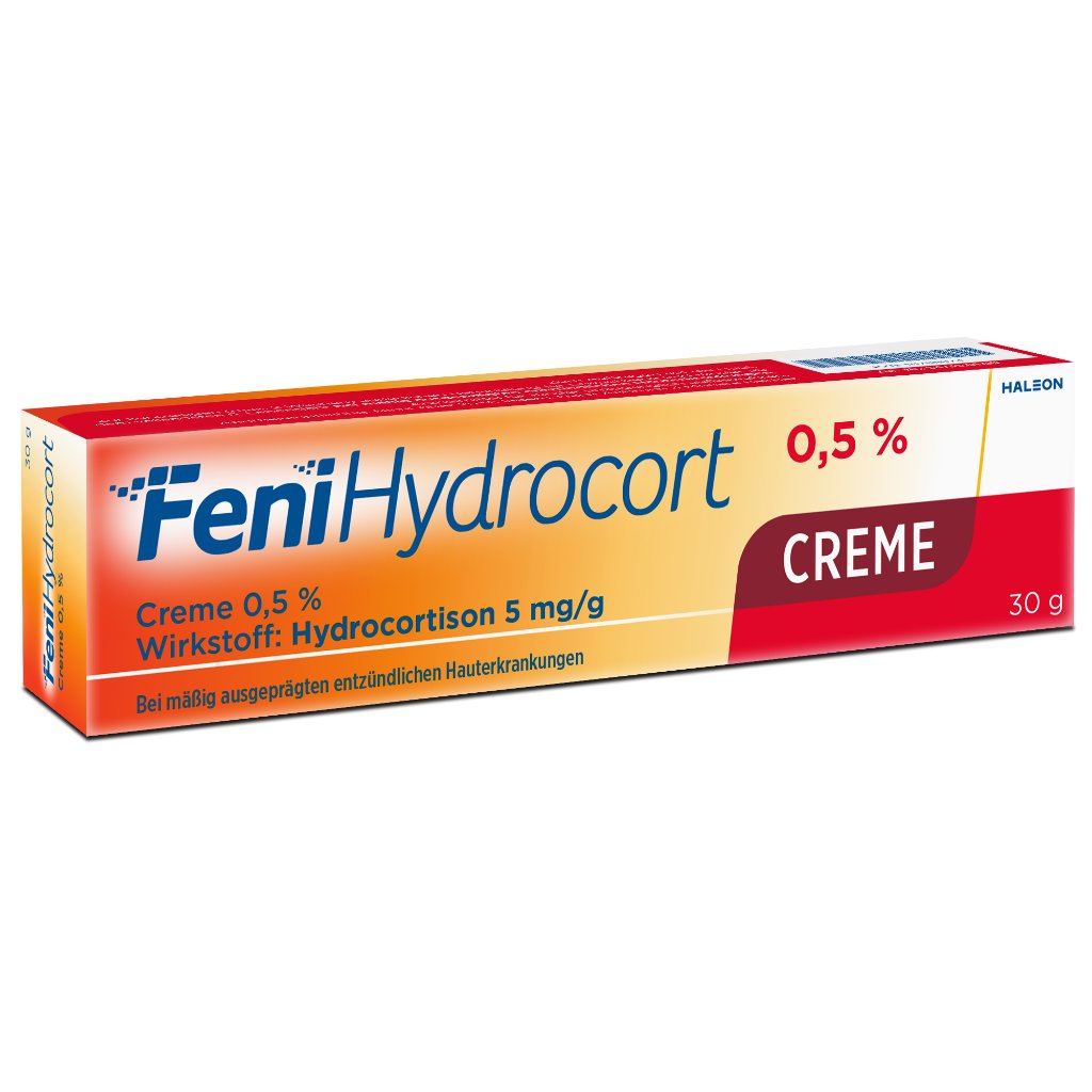 FeniHydrocort Creme 0,5 %, Hydrocortison 5 mg/g, wirksam bei Hautentzündungen, 30 g