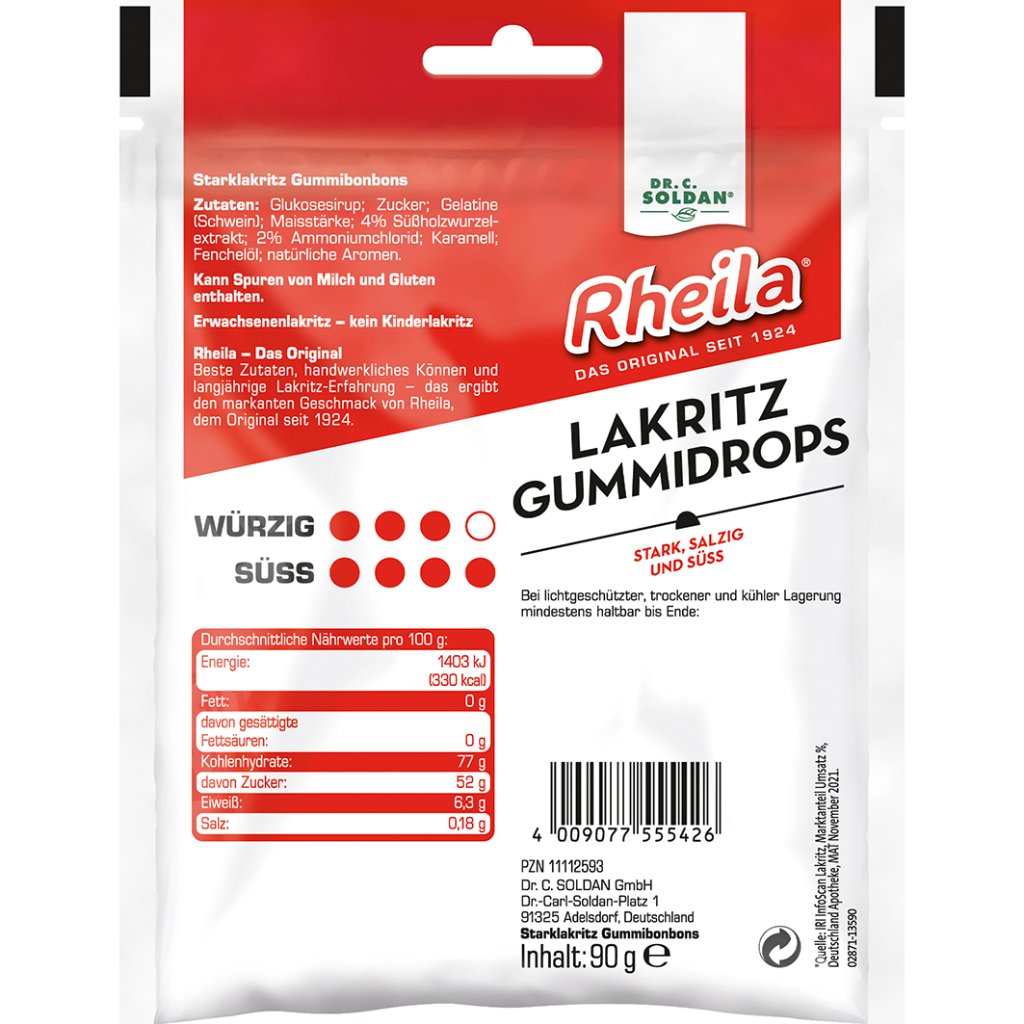 RHEILA Lakritz Gummidrops mit Zucker