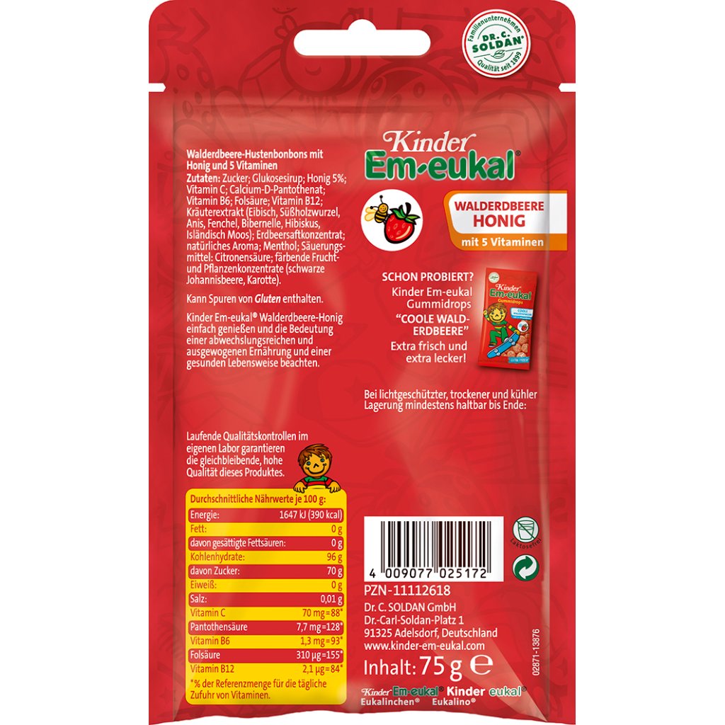 EM-EUKAL Kinder Bonbons Walderdbeere-Honig zh.