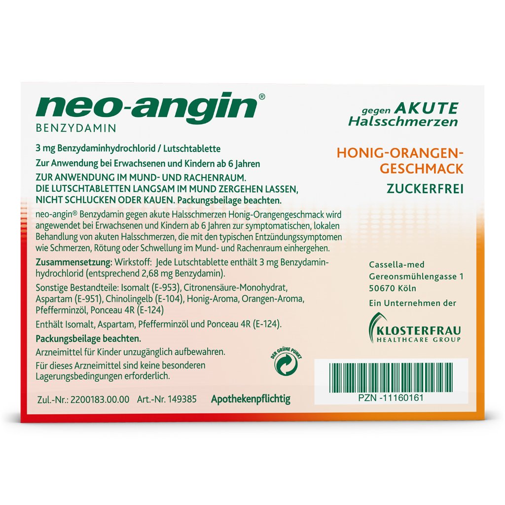 neo-angin Benzy akut Honig-Orange 20 St.