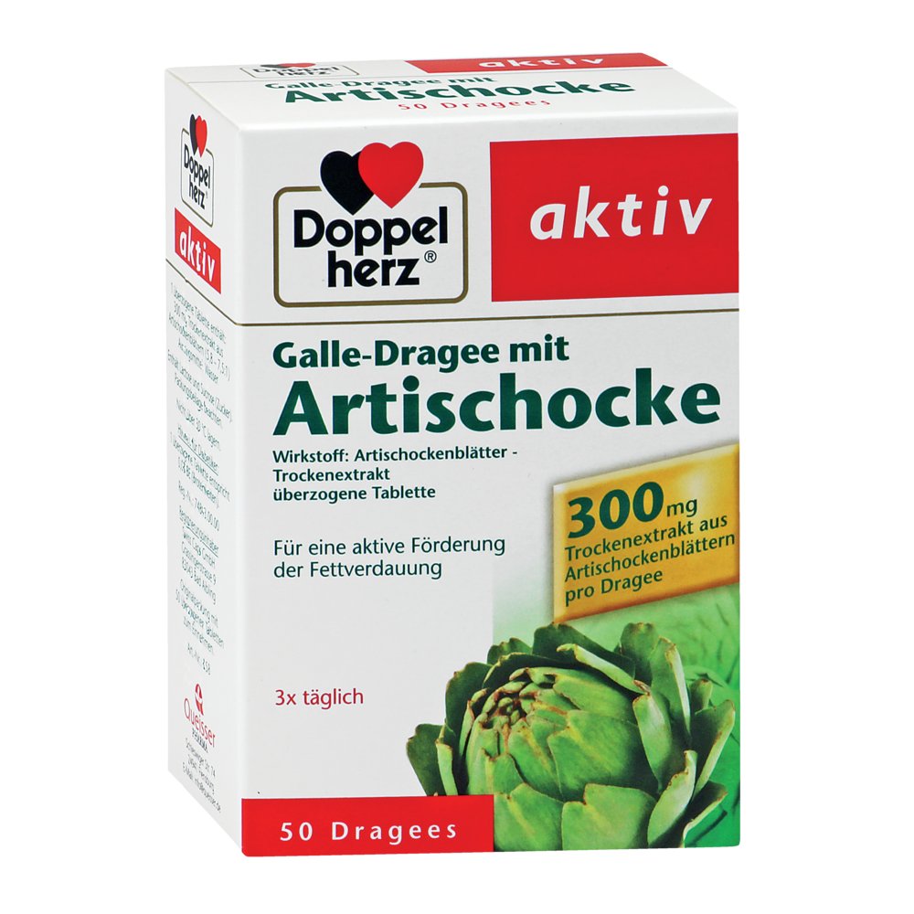 DOPPELHERZ Galle-Dragee mit Artischocke