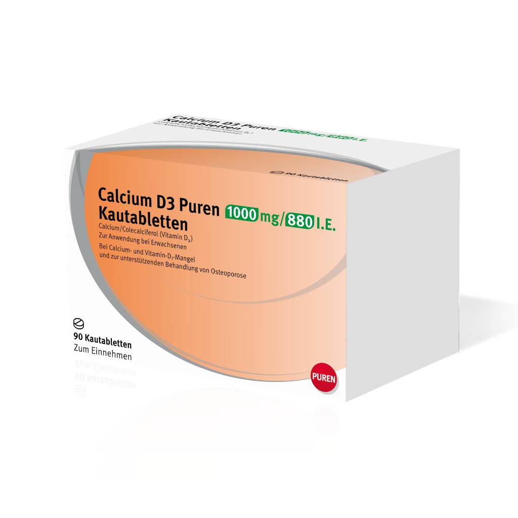 CALCIUM D3 Puren 1000 mg/880 I.E. Kautabletten
