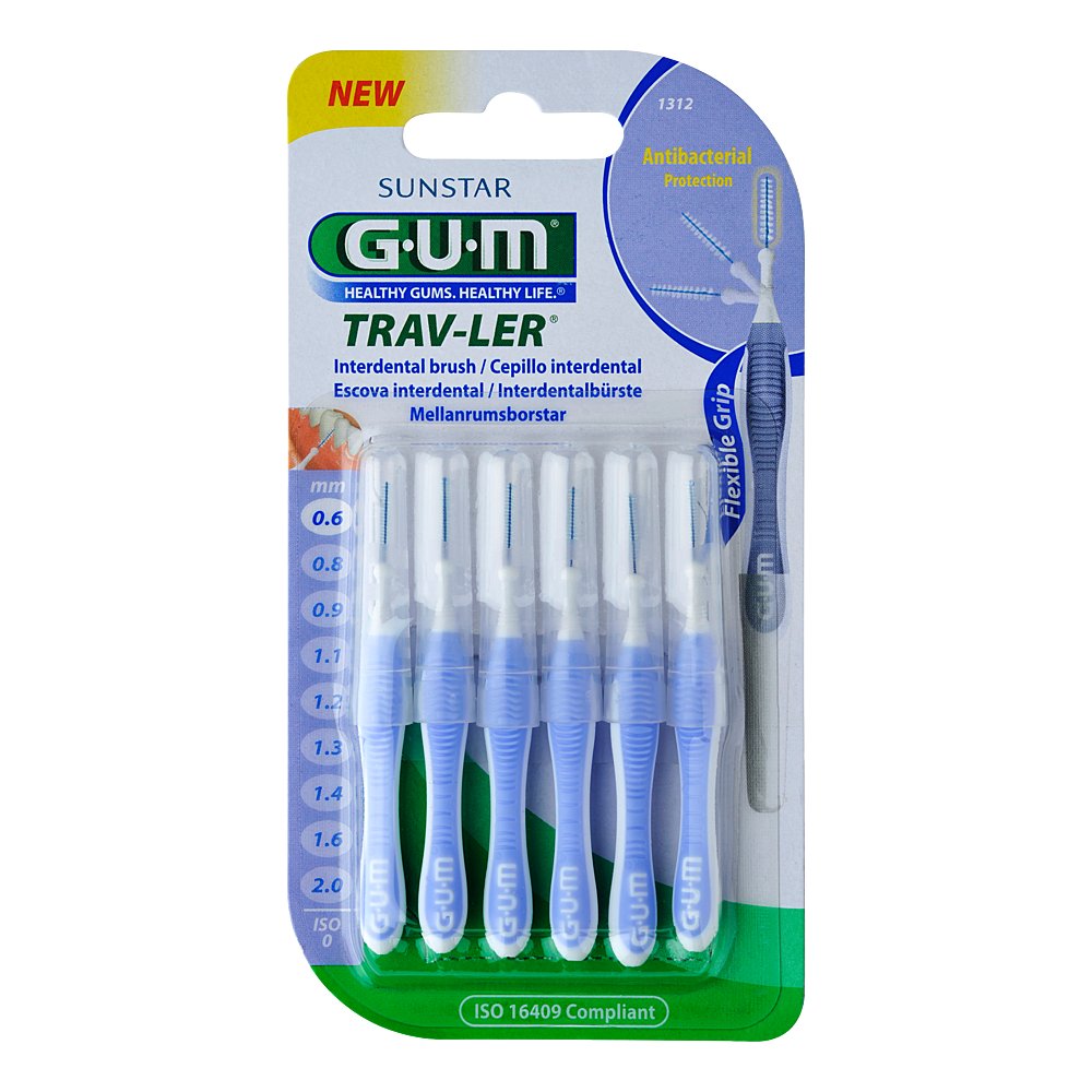 GUM TRAV-LER 0,6mm Kerze hellblau Interdentalbür.