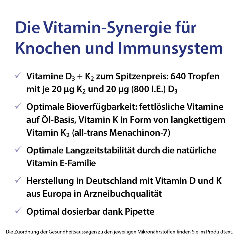 Dr. Jacob's Vitamin D3K2 Öl 800 IE/20 mcg D3+K2 640 Tropfen