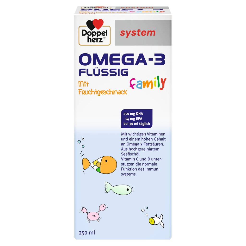Doppelherz system OMEGA-3 family FLÜSSIG Gehirnfunktion + Immunsystem