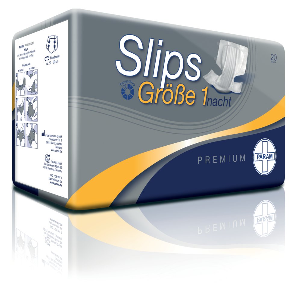 PARAM PREMIUM Slips Nacht, Größe 1, Bundweite: 50 - 80 cm, 20 Stück