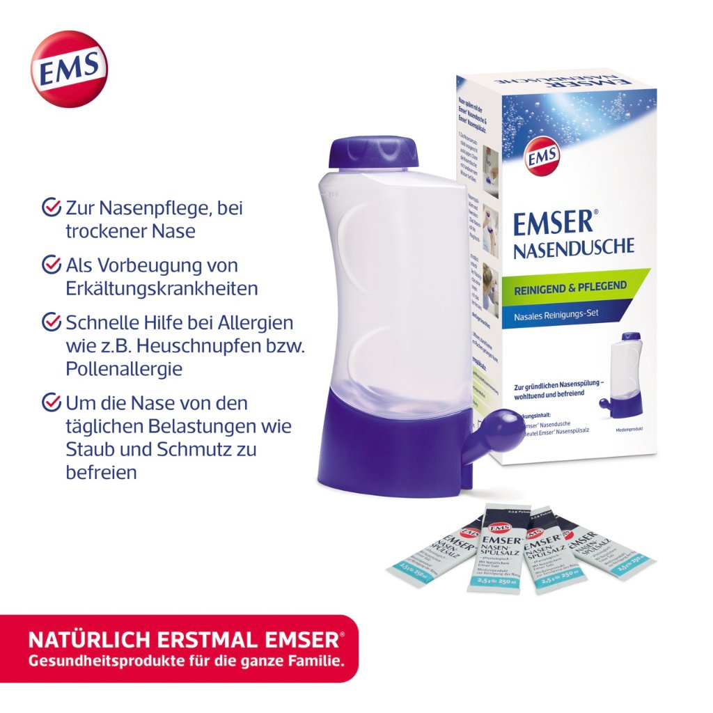EMSER Nasendusche mit 4 Btl.Nasenspülsalz