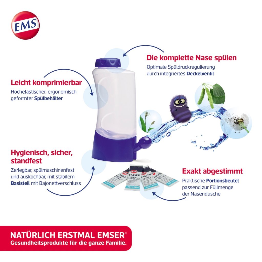 EMSER Nasendusche mit 4 Btl.Nasenspülsalz