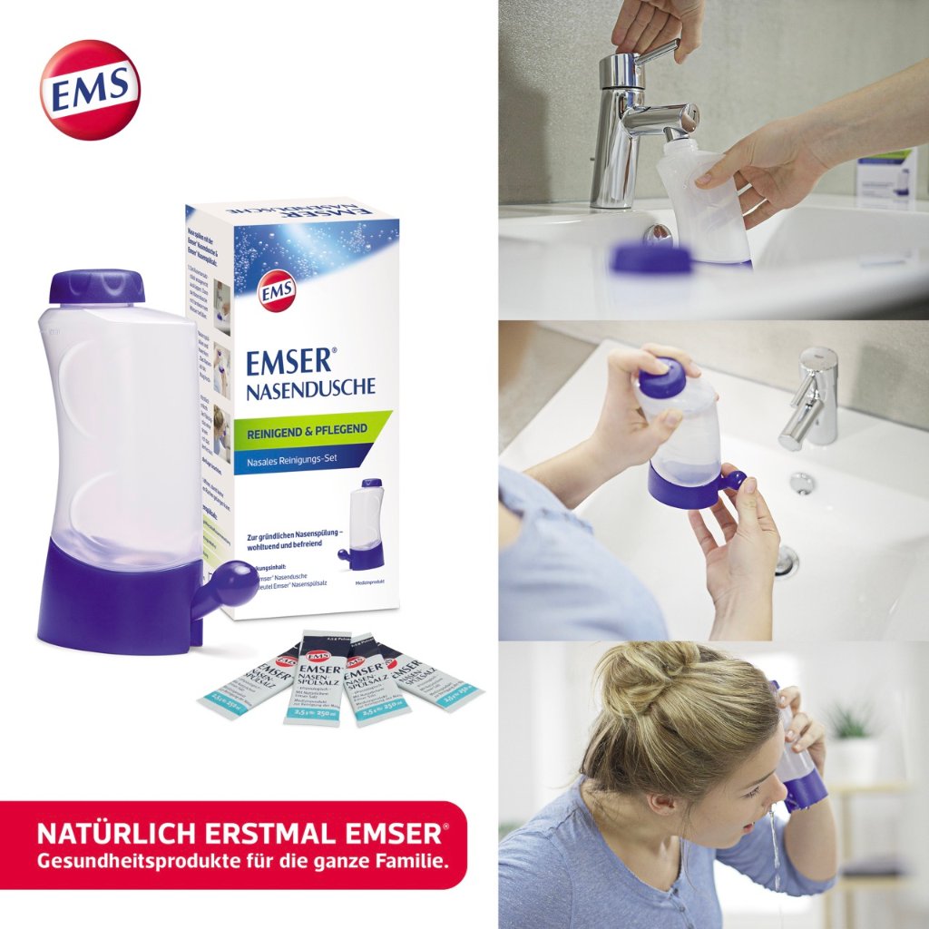 EMSER Nasendusche mit 4 Btl.Nasenspülsalz