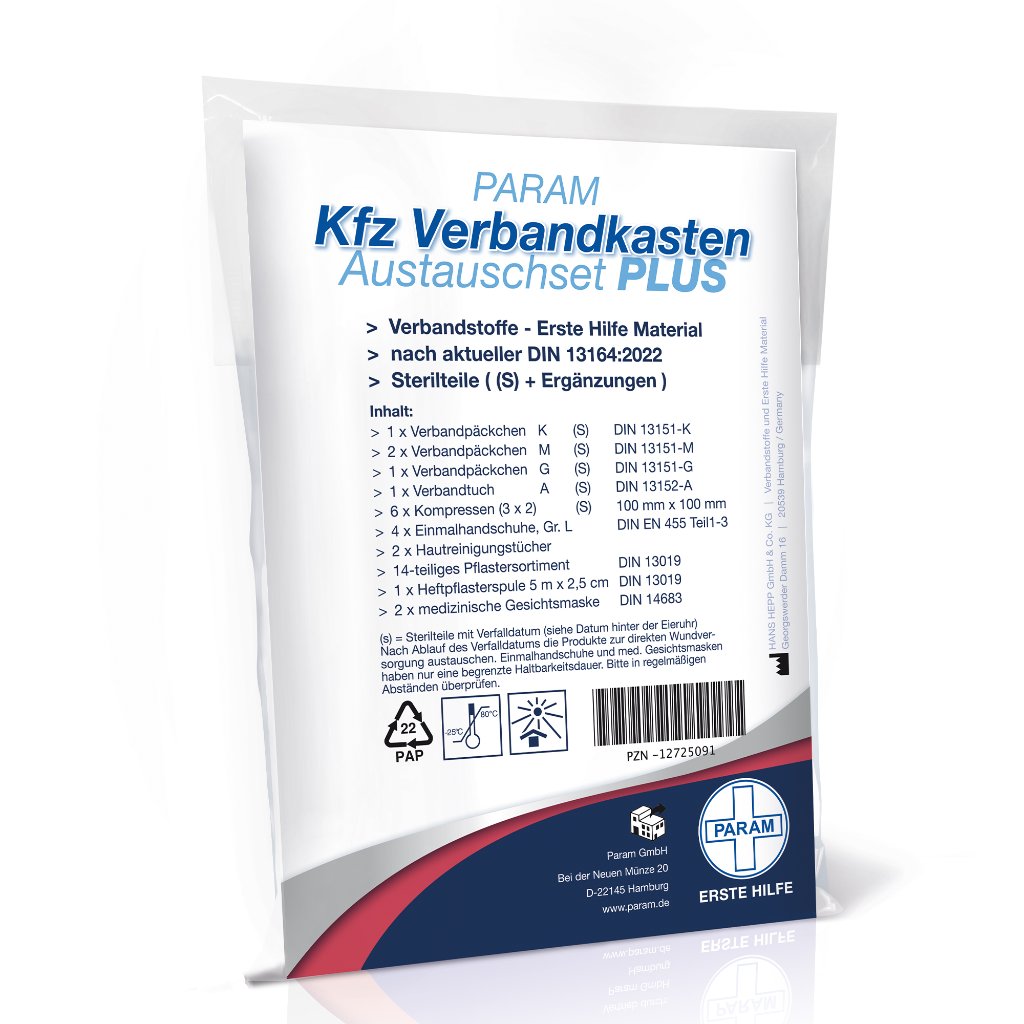 PARAM KFZ-Verbandkasten-Austausch-Set PLUS, nach DIN 13164-Norm