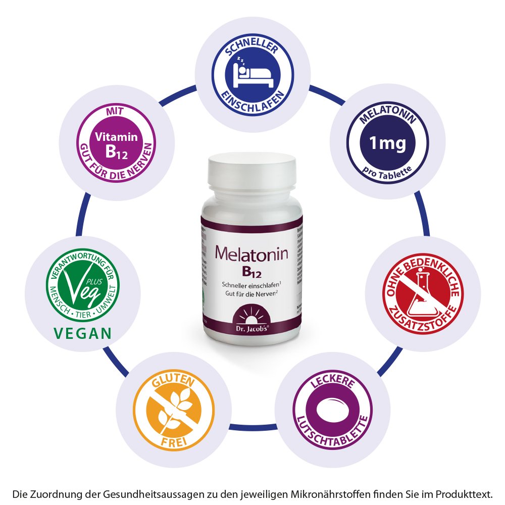 Dr. Jacob's Melatonin B12 60 Lutschtabletten 1 mg vegan