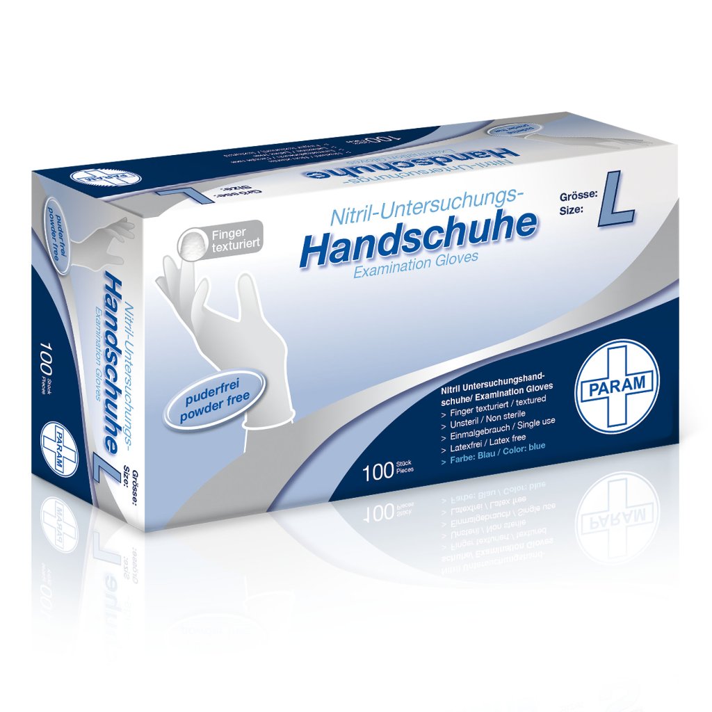 PARAM Einweg-Handschuhe aus Nitril, blau, Größe L, 100 Stück