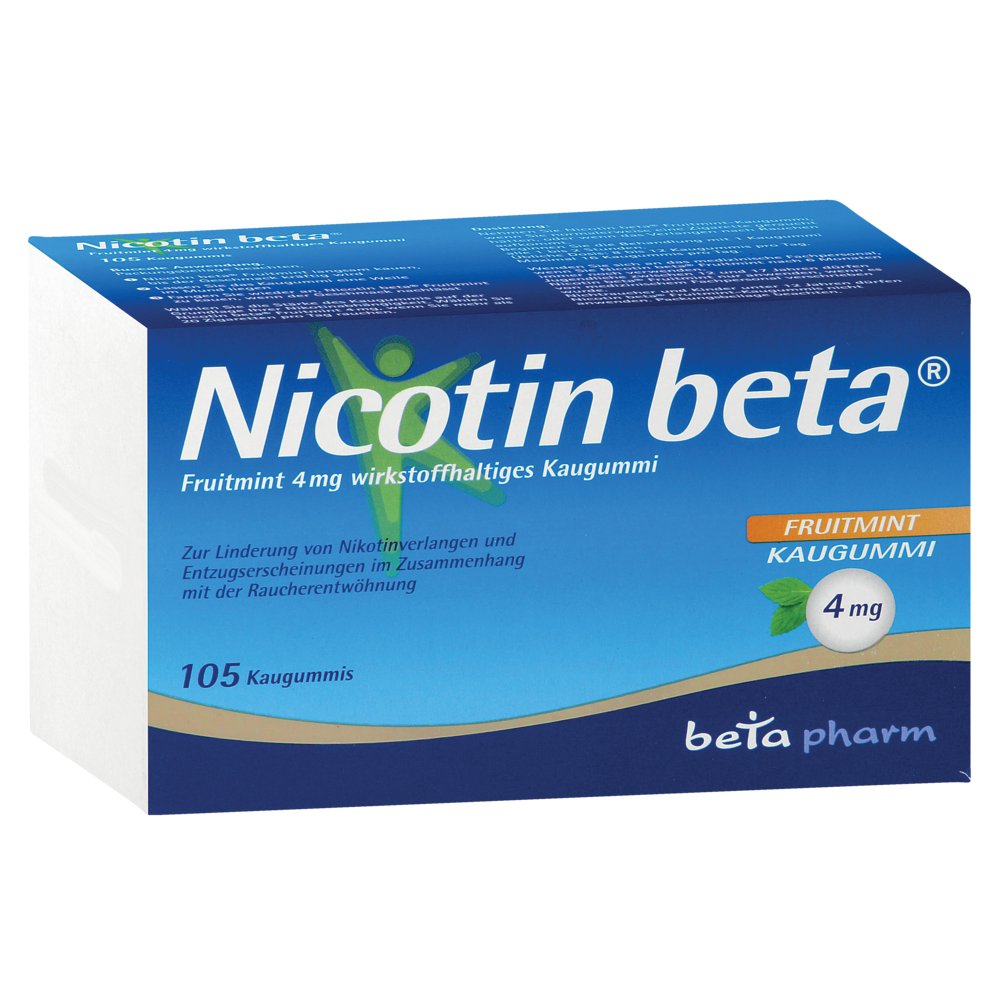 NICOTIN beta Fruitmint 4 mg wirkstoffhalt.Kaugummi
