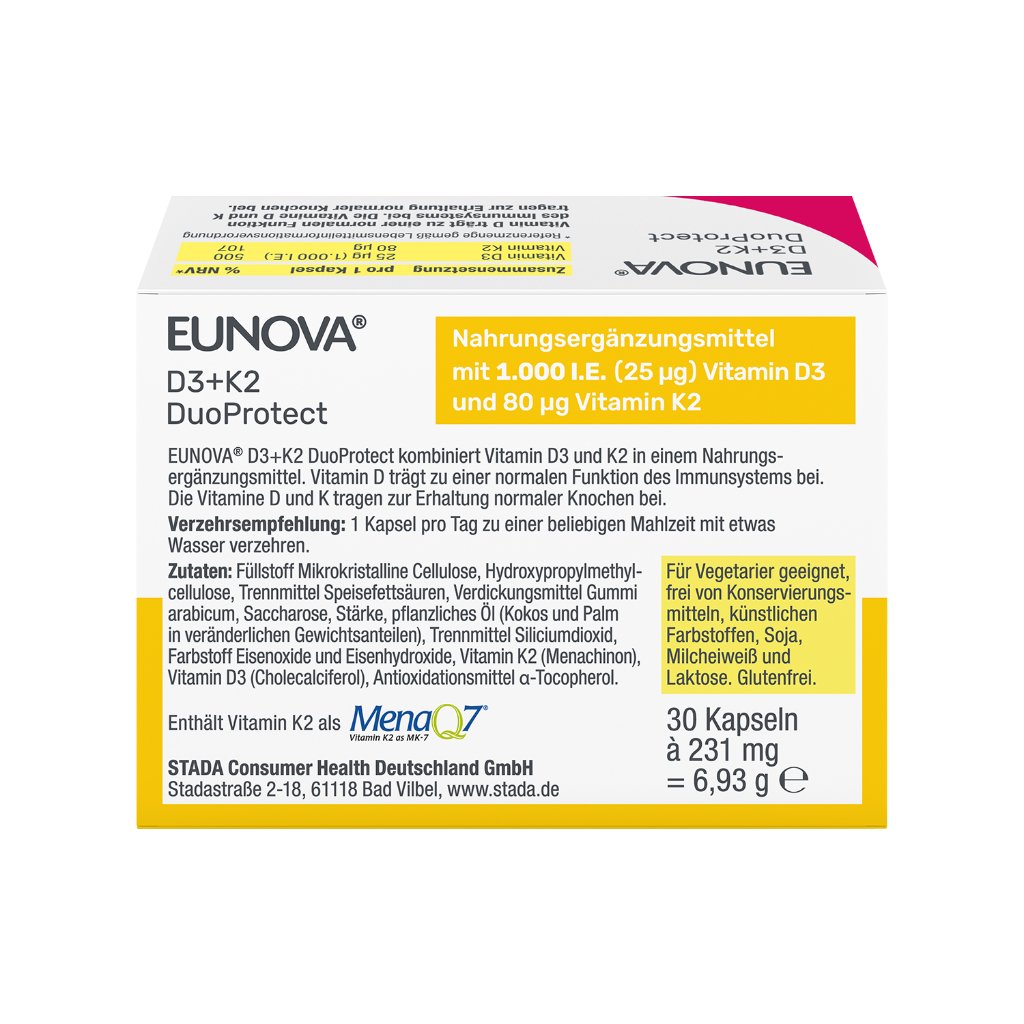 EUNOVA DuoProtect D3+K2 1000 I.E./80 μg Kapseln