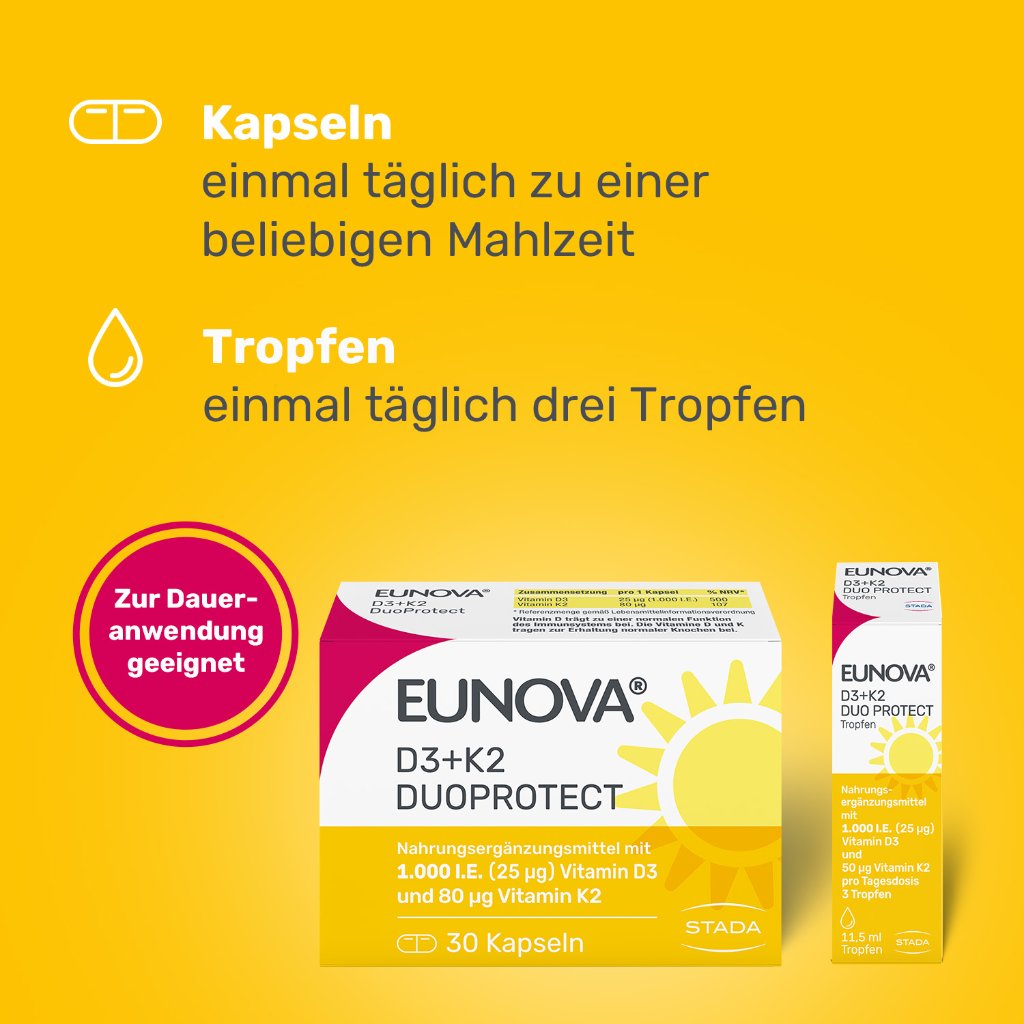 EUNOVA DuoProtect D3+K2 1000 I.E./80 μg Kapseln