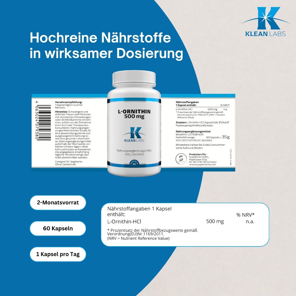 Klean Labs L-Ornithin 500mg