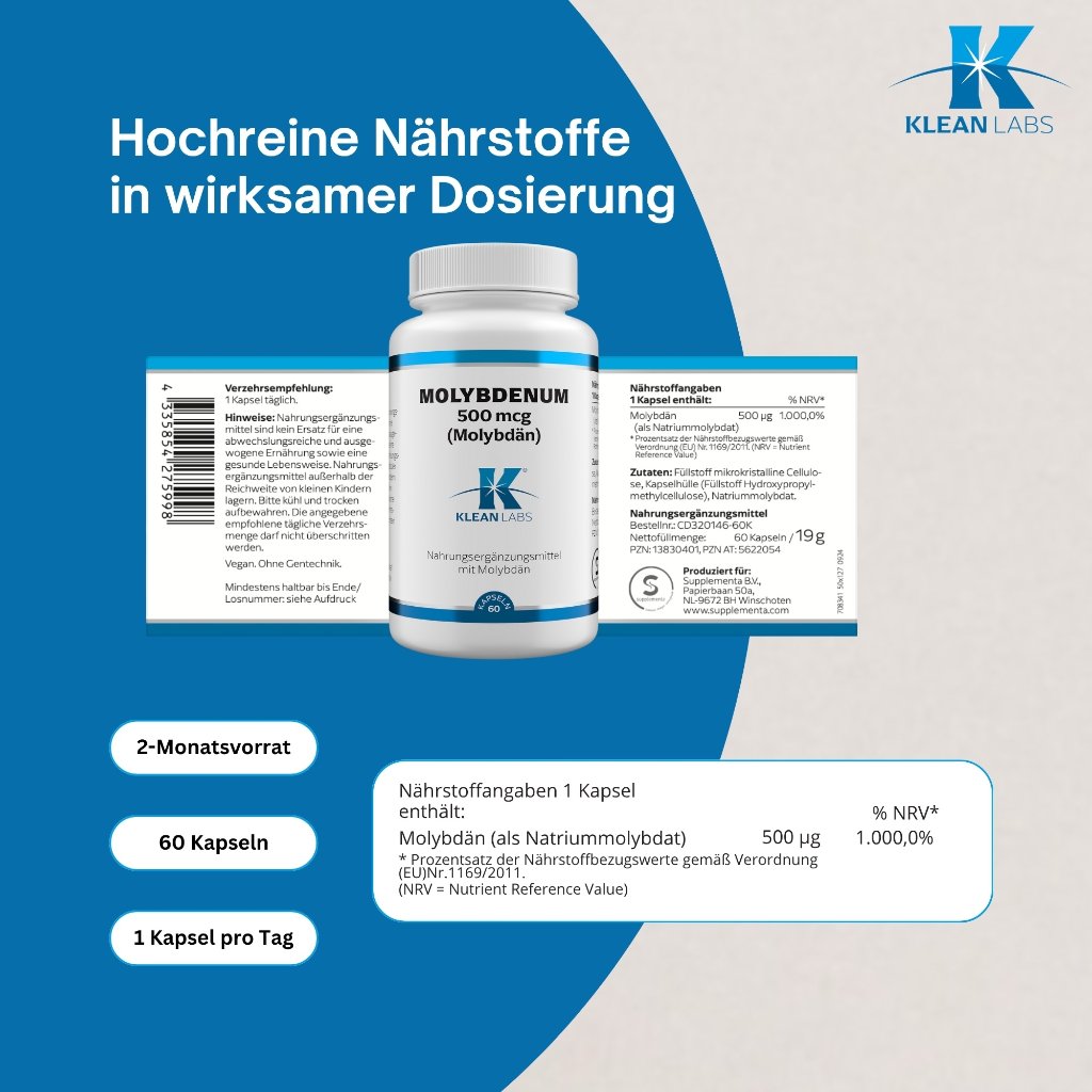 Klean Labs Molybdenum 500 mcg (Molybdän)