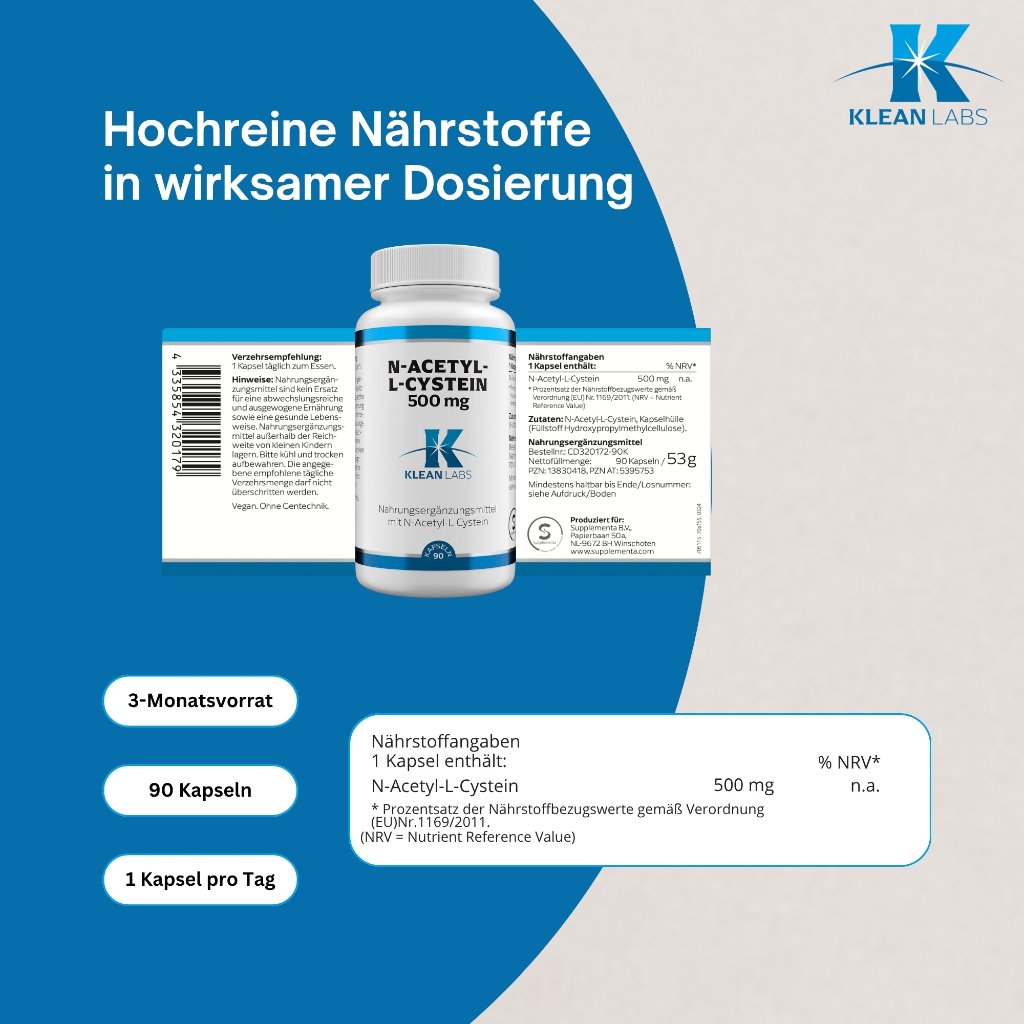 Klean Labs N-Acetyl-L-Cystein 500mg