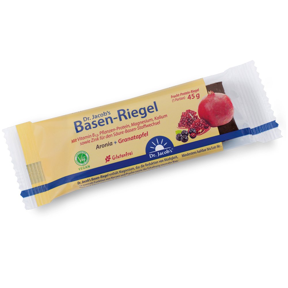 Dr.Jacob's Basen-Riegel Granatapfel Frucht Protein B12 vegan