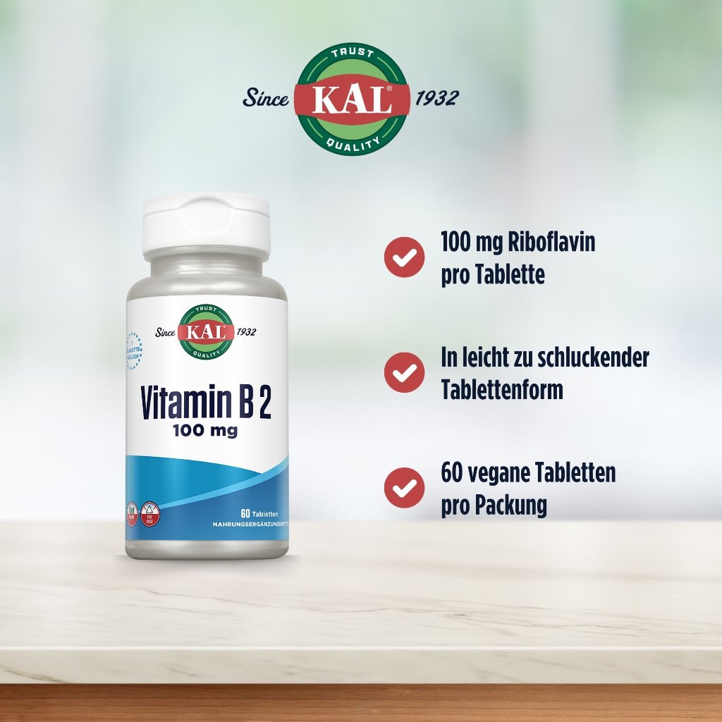 KAL Vitamin B2 Riboflavin 100 mg