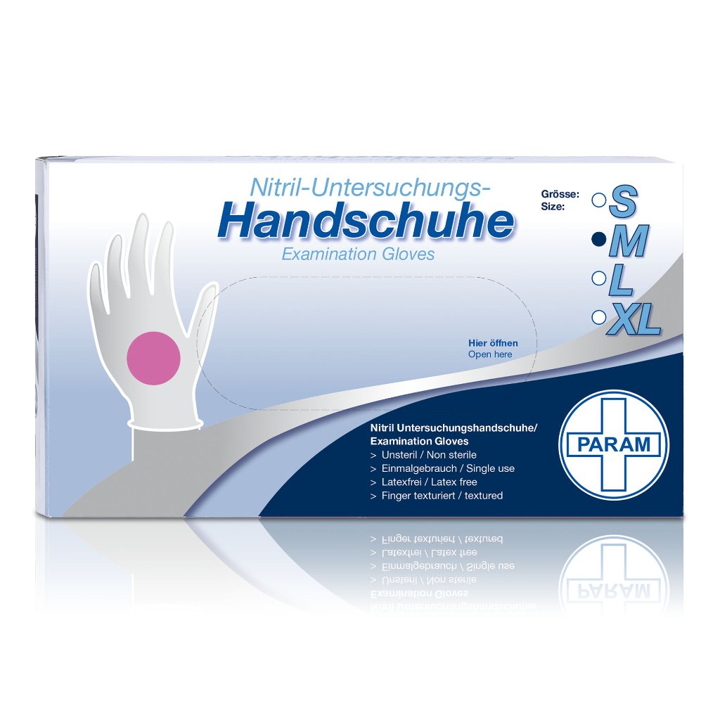 PARAM Einweg-Handschuhe aus Nitril, puderfrei, rosa, Größe M, 100 Stück