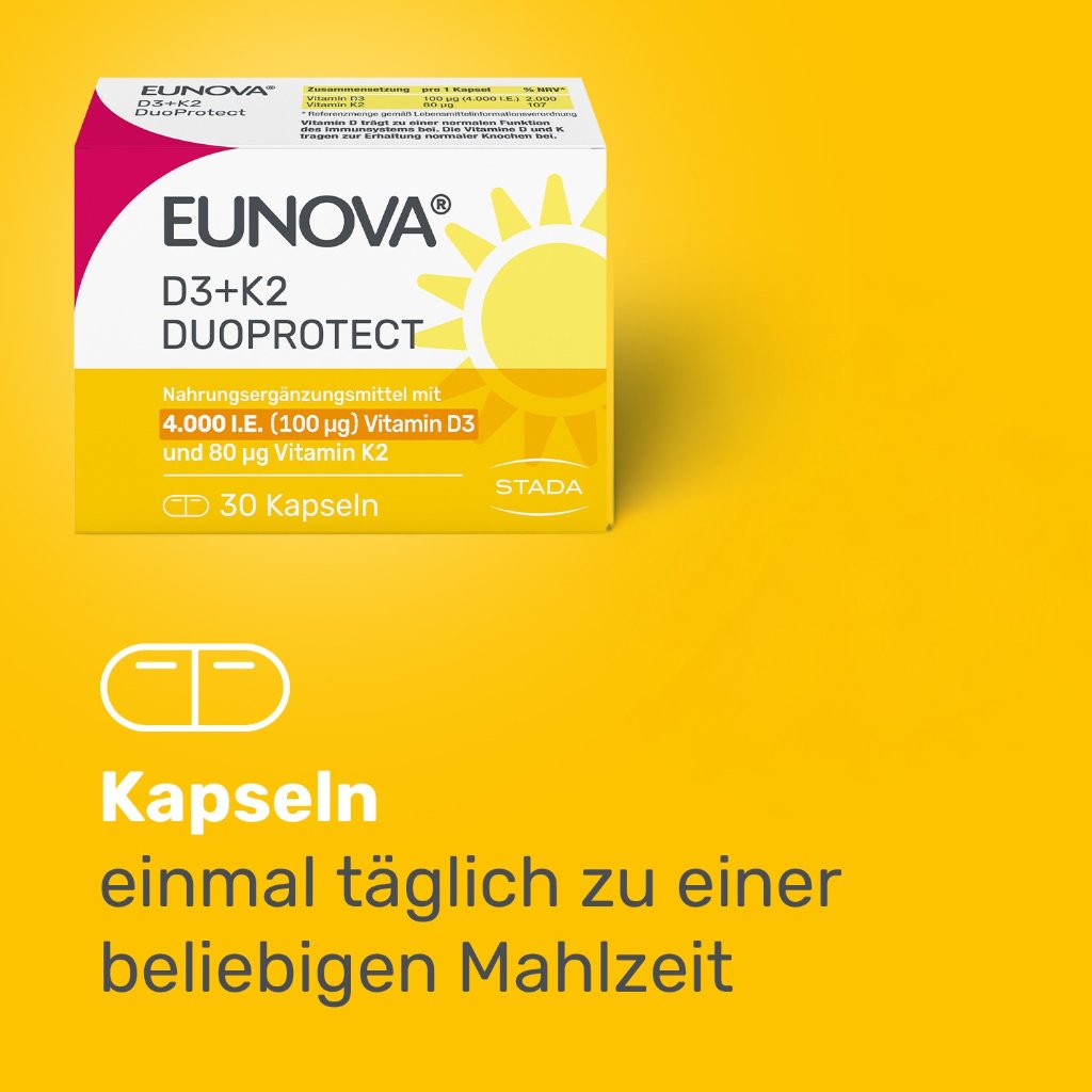EUNOVA DuoProtect D3+K2 4000 I.E./80 μg Kapseln