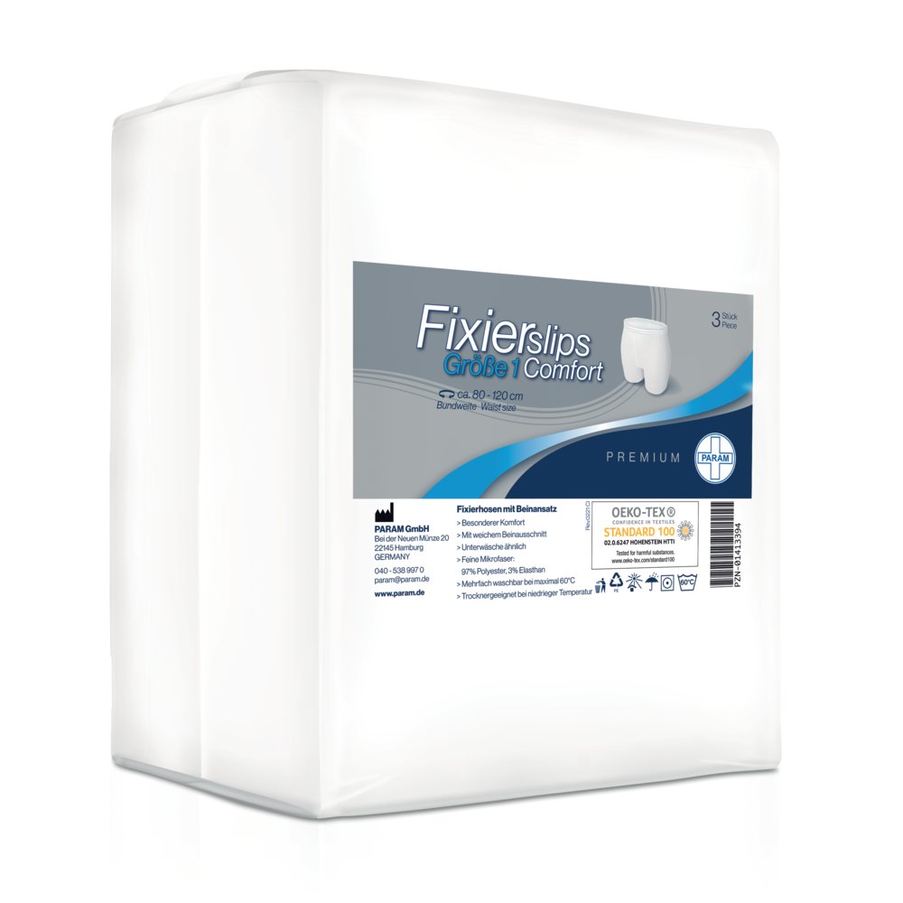 PARAM Fixierslips Comfort, Größe 1, Bundweite: 80 - 120 cm, 3 Stück