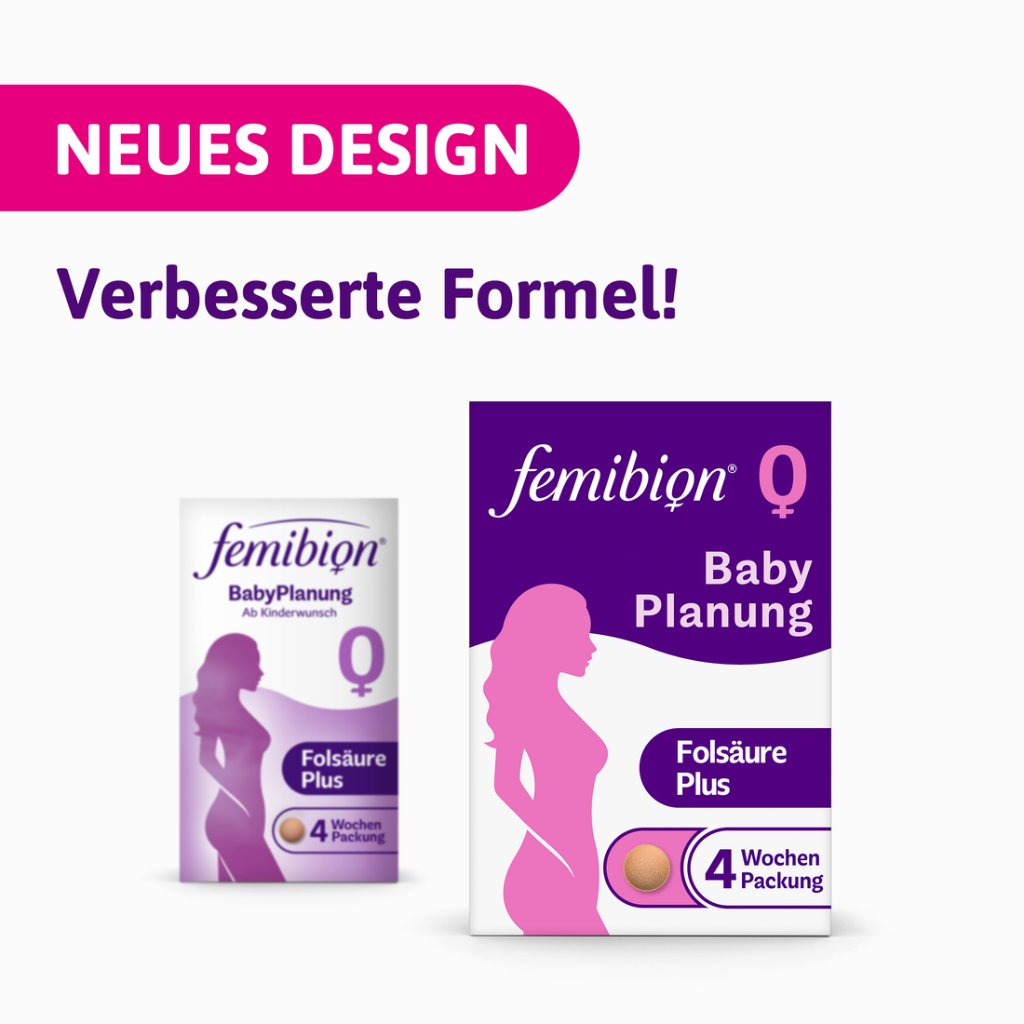 Femibion® 0 BabyPlanung, Tägliches Nahrungsergänzungsmittel während der Babyplanung, Mit Folsäure Plus ², 4-Wochen-Packung, 28 Tabletten