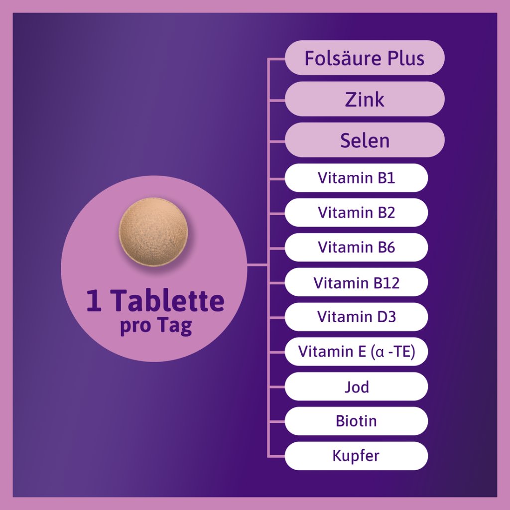 Femibion® 0 BabyPlanung, Tägliches Nahrungsergänzungsmittel während der Babyplanung, Mit Folsäure Plus ², 4-Wochen-Packung, 28 Tabletten