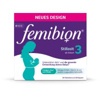 Femibion® 3 Stillzeit, Tägliches Nahrungsergänzung für die Laktation, Mit Cholin, DHA, Folsäure, Metafolin®, 4-Wochen-Pack, 2 x 28 Stück