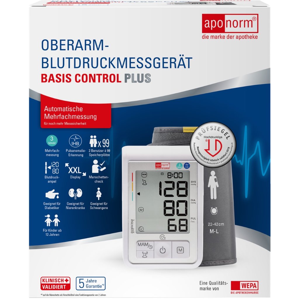 aponorm® Basis Control PLUS BT Oberarm-Blutdruckmessgerät