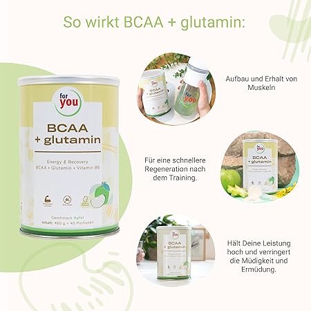 FOR YOU BCAA+glutamin Energy & Recovery Apfel Plv.