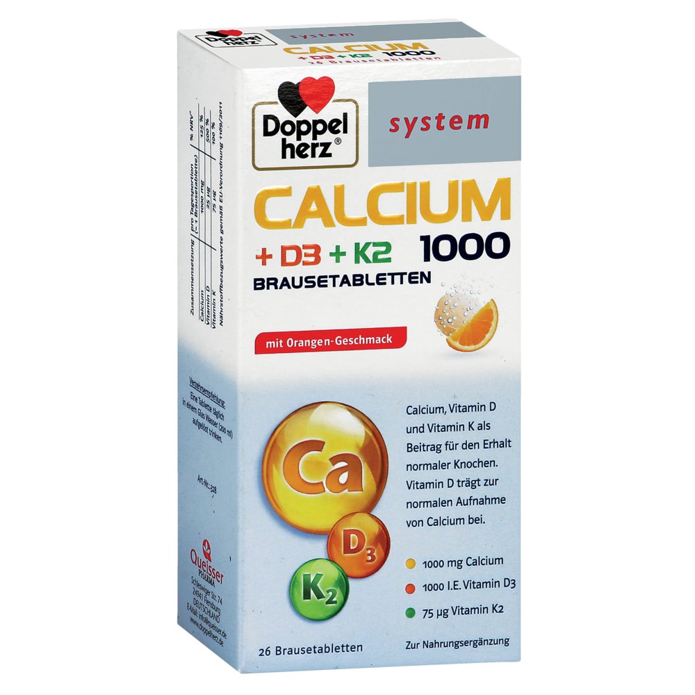 DOPPELHERZ Calcium 1000+D3+K2 system Brausetabl.