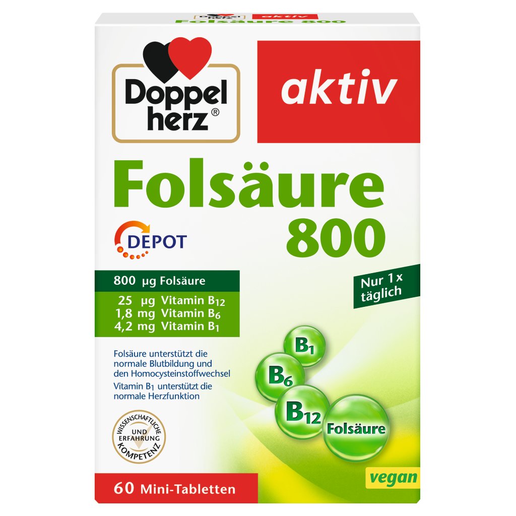Doppelherz Folsäure 800 DEPOT + B1 + B6 + B12 + C + E