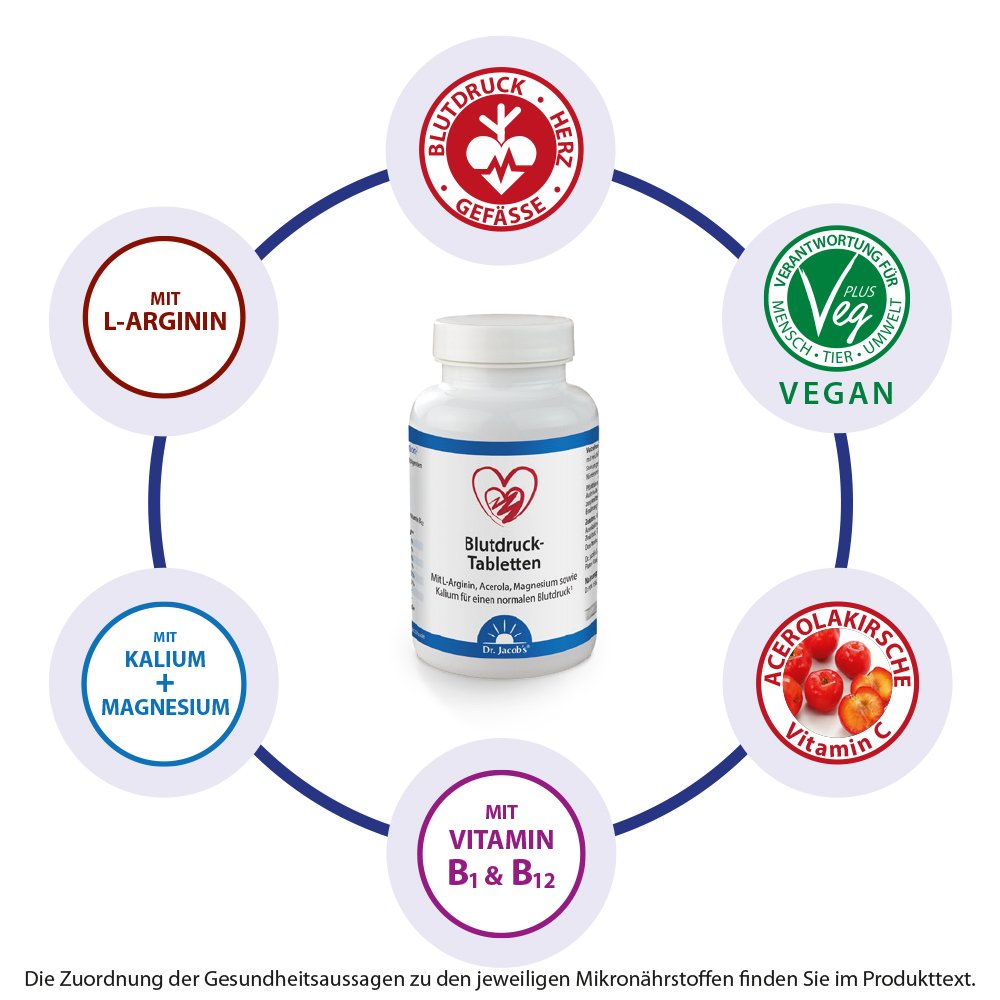 Dr. Jacob's Blutdruck-Tabletten Arginin Magnesium Kalium