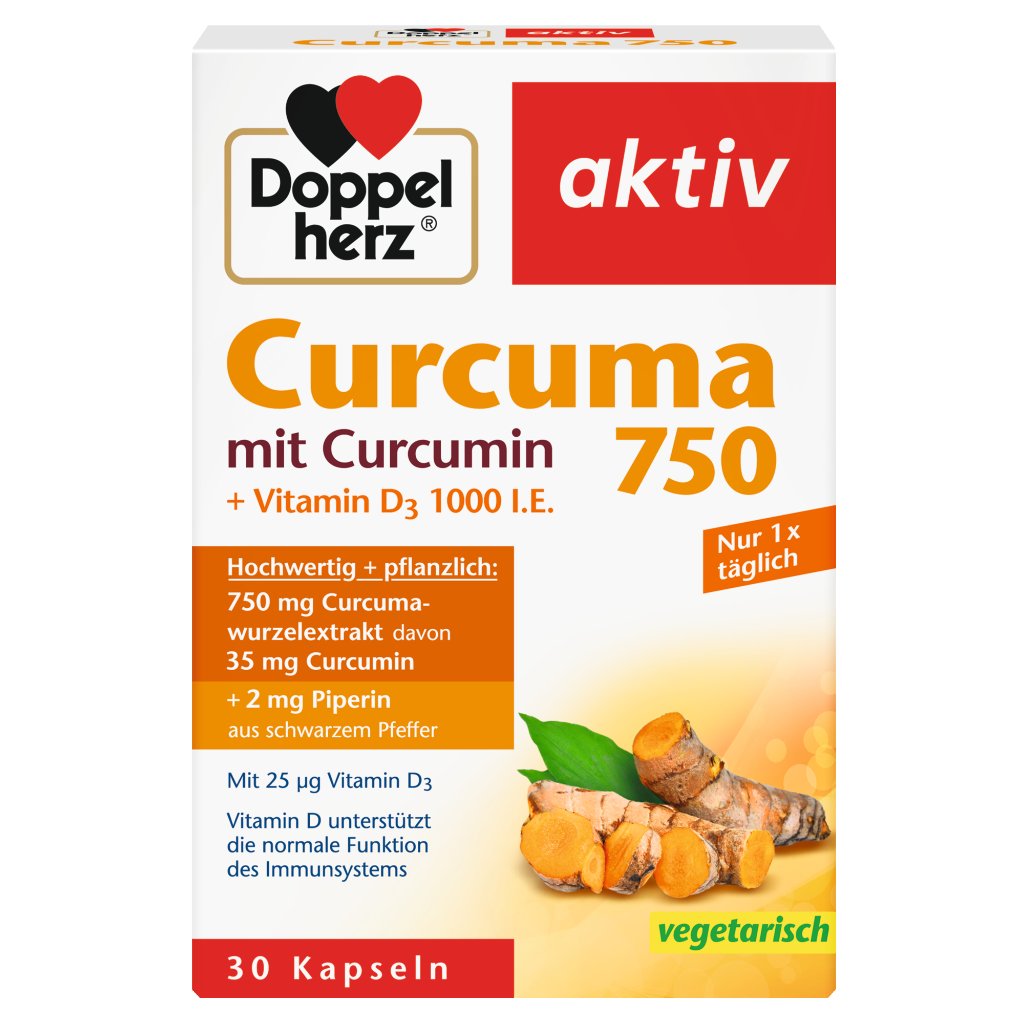 Doppelherz Curcuma 750 mit Curcumin + Vitamin D3 1000 I.E.