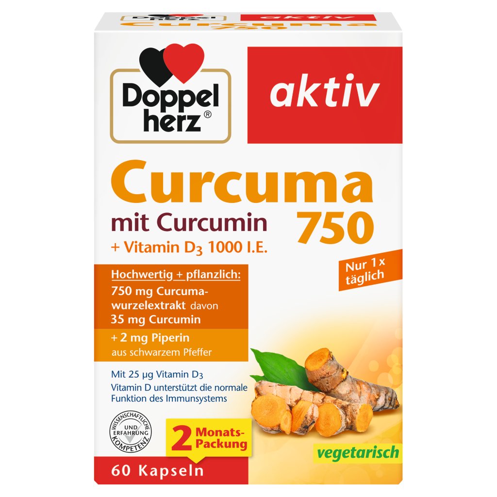 Doppelherz Curcuma 750 mit Curcumin + Vitamin D3 1000 I.E.