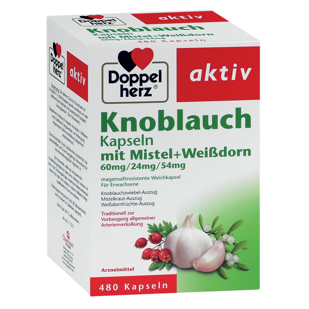 DOPPELHERZ Knobl.Kap.m.Mistel+Weißdorn 60/24/54 mg