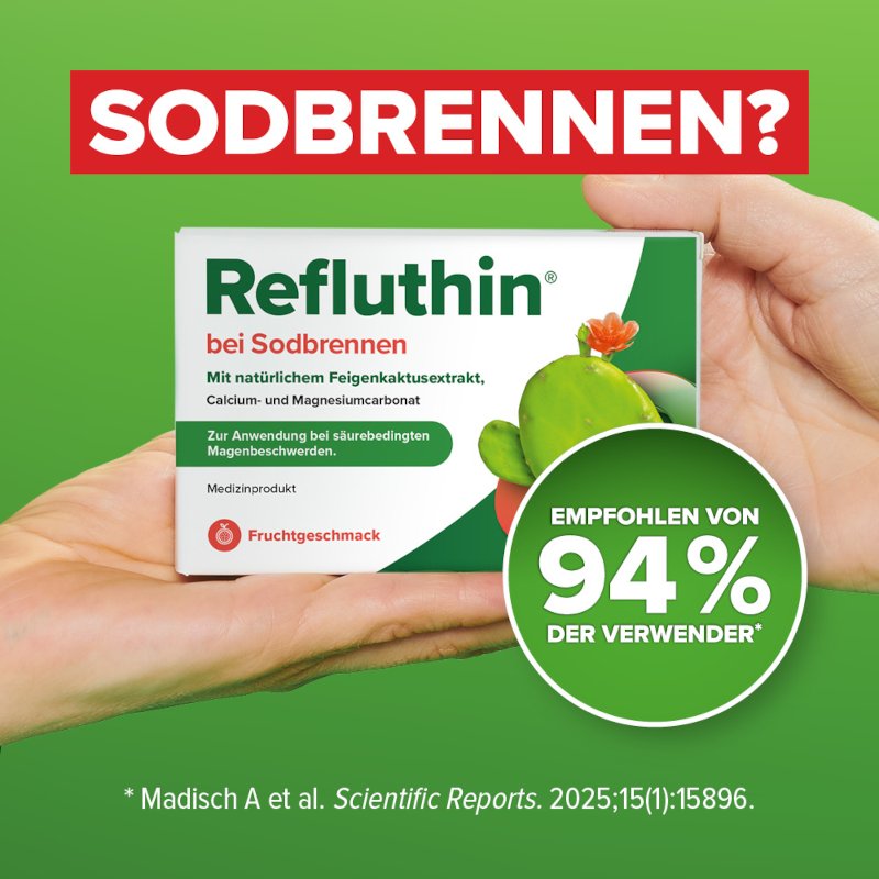 Refluthin® bei Sodbrennen Kautabletten Minze 16 Stück
