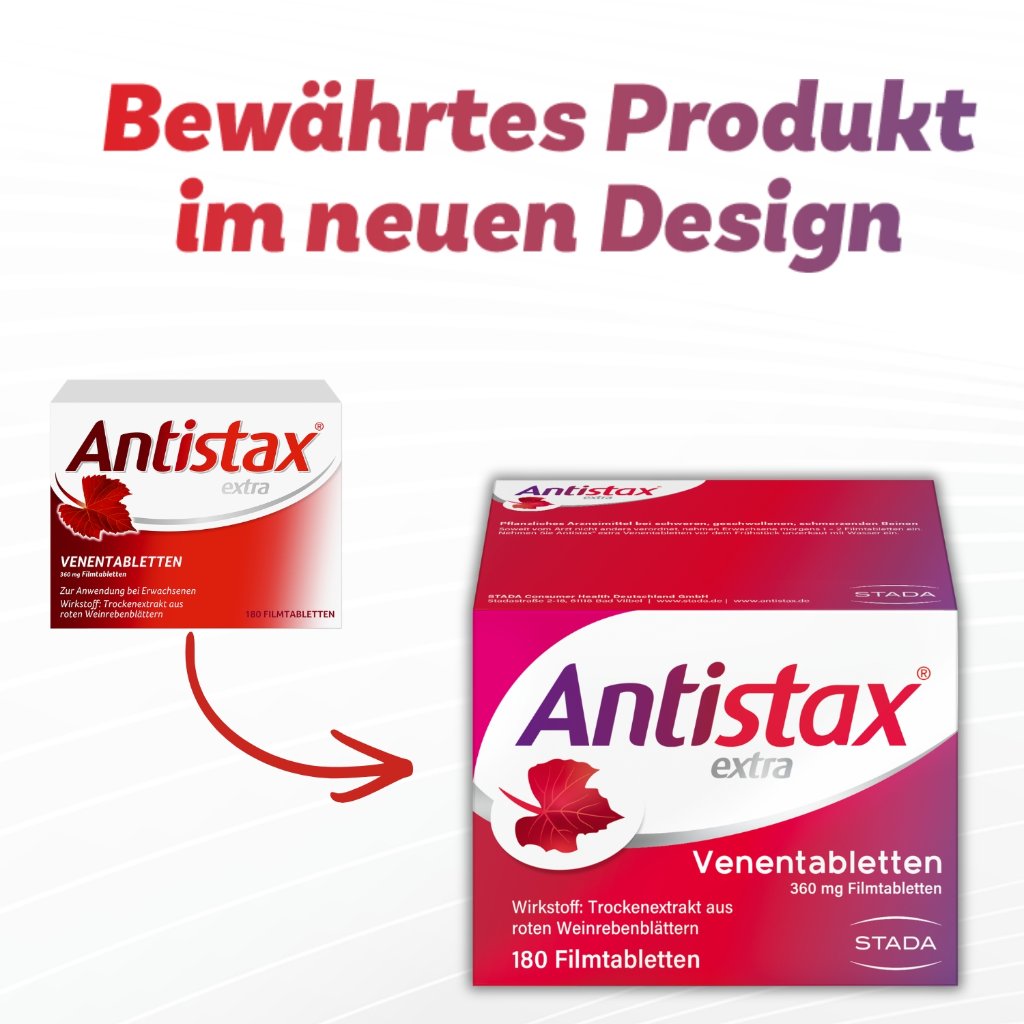 Antistax® extra Venentabletten, bei müden, schweren Beinen, Venenschwäche & Krampfadern