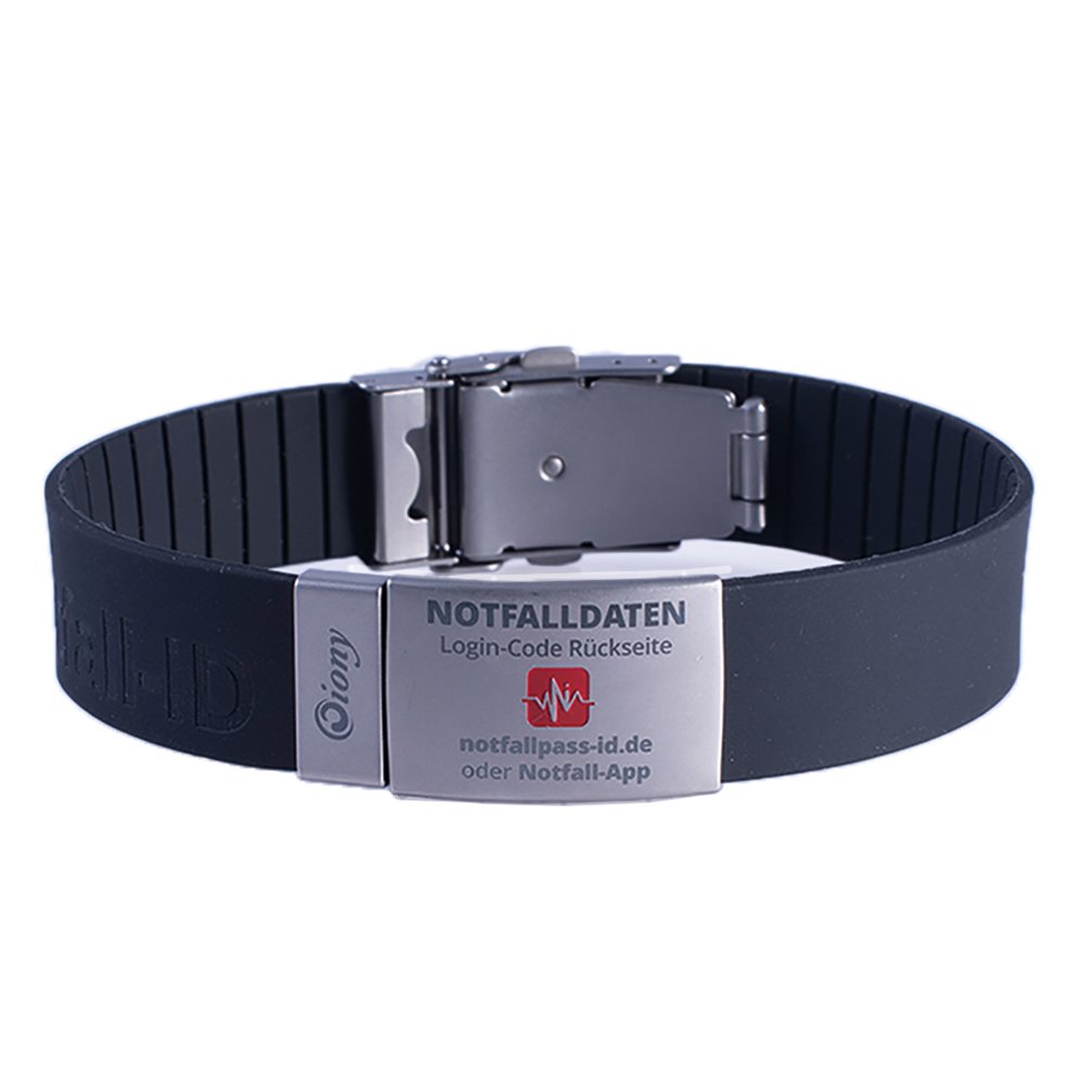 NOTFALL-ID Notfallarmband Silikon schwarz