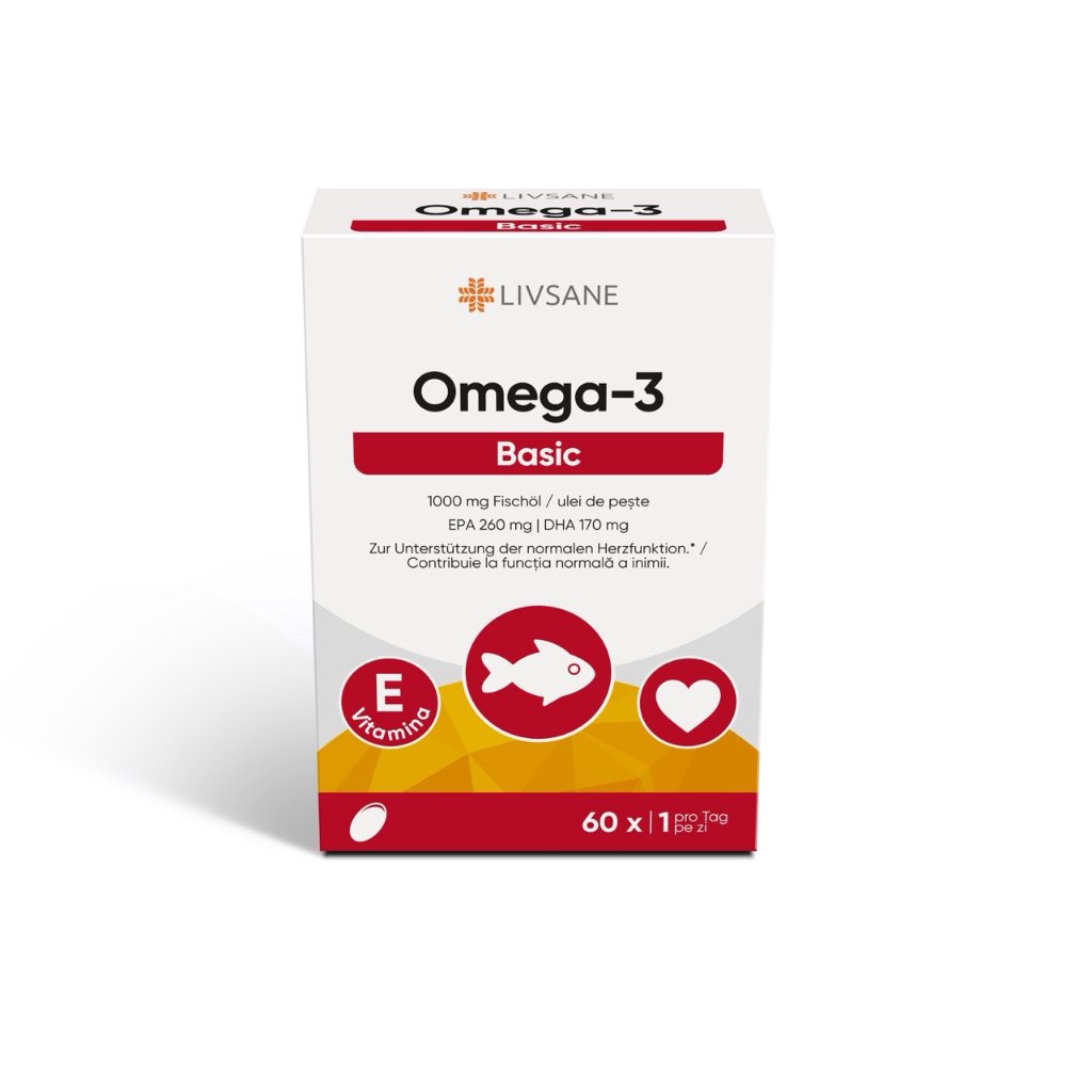 Omega-3 Fischöl + Vitamin E, 60 Weichkapseln